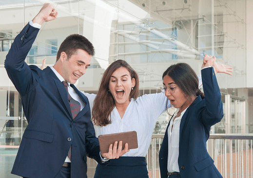 Recruiters reviewing resumes together