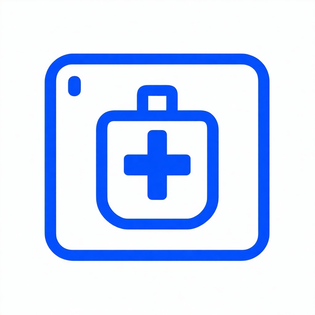 Healthcare blue outline simple line icon with white background-1