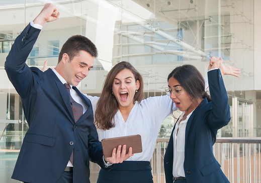Recruiters reviewing resumes together